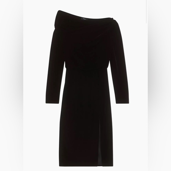 Theory, Off-The-Shoulder Velvet Midi-Dress, Size 6 - Picture 5 of 9